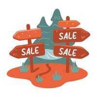 A flat sticker of multiple sale signs vector