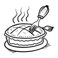 Hand drawn icon of pie serving vector