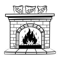Fireplace icon in drawing style vector