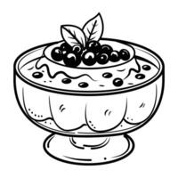 Cranberry sauce in a bowl, doodle style icon vector