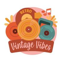 A flat sticker of vintage vibes vector