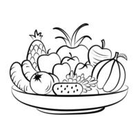 A doodle style icon of fruit plate vector