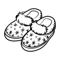 A doodle con of cozy slippers vector