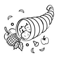 Thanksgiving basket icon in doodle style vector