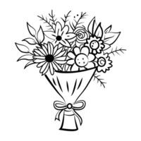 A hand drawn icon of flower bouquet vector