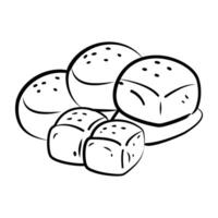 A doodle style icon of butter buns vector