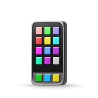 3d smartphone with UI icons isolated. Render front view smart phone icon. 3D telephone vector