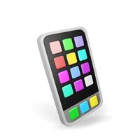 3d smartphone with UI icons isolated. Render front view smart phone model vector