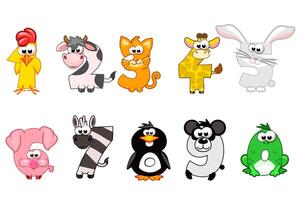 Numbers like animals. Collection of numbers with a animal concept. Calligraphy, lettering, typography for your Education cards or game vector