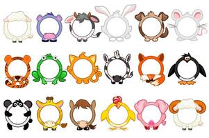 Set of round animal like frames. Cartoon avatar for UI games. Empty animal frame for your kids decor, print or stickers vector