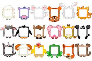 Set of square animal like frames. Cartoon avatar for UI games. Empty animal frame for your kids decor, print or stickers vector