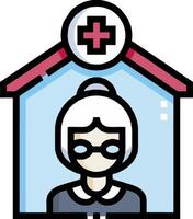 An icon of a woman in a house with a cross on it vector