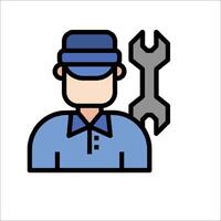 A man with a wrench in his hand icon vector