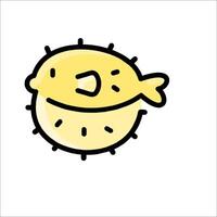 A cartoon puffer fish with a yellow face vector