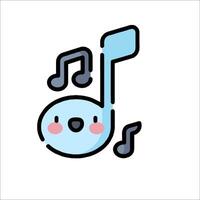 A cute music note with a smiley face vector