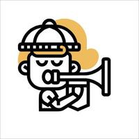 A cartoon man with a hat on his head and a megaphone vector