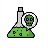 A green flask with a skull inside it vector