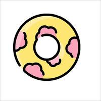 A donut with pink and yellow sprinkles on it vector