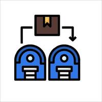 Two blue boxes with a yellow arrow pointing to the left vector