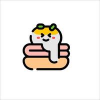 A cute little food icon with a slice of pizza vector