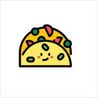 A cartoon taco with a smiley face on it vector