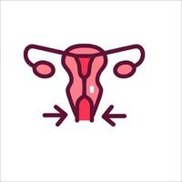 A woman's uterus with a red arrow pointing to it vector