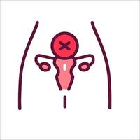 A woman's uterus with a red cross on it vector