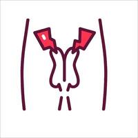 A drawing of a man's penis with a red arrow pointing to it vector