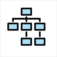 An organization chart icon with blue and black lines vector