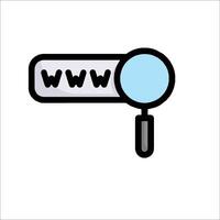 A magnifying glass is pointing to the word ww vector