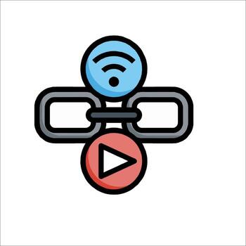 A link icon with a wifi symbol and a play button vector
