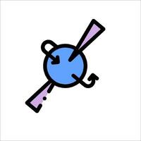 A blue and purple icon of a ball with a stick vector