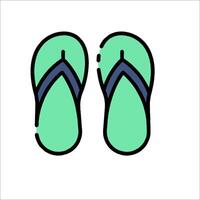 A pair of flip flops with a green and blue sole vector