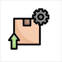 A box with a gear and arrow icon vector