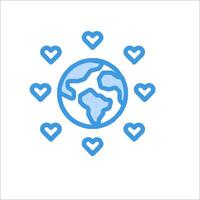 A globe surrounded by hearts and a heart vector
