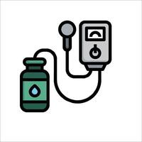 An illustration of a bottle and a meter vector