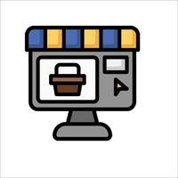 An icon of a computer screen with a basket on it vector