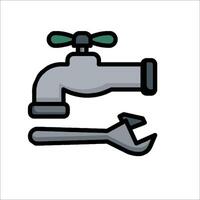 A plumbing icon with a wrench and faucet vector