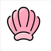 A pink shell with a black outline vector