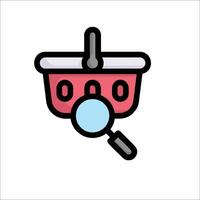 A shopping basket with a magnifying glass icon vector