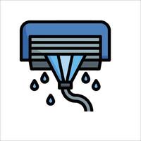 A blue and black air conditioner with water dripping from it vector