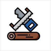 A wooden log with a knife on top of it vector