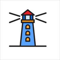 A lighthouse icon with a red roof and a light vector