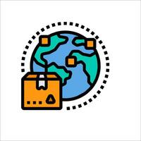A box with a globe on it and a box with a label vector