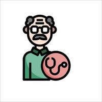 An old man with glasses and a stethoscope vector