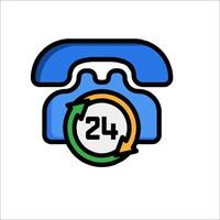 A phone with a clock and a 24 hour clock icon vector