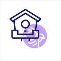 A birdhouse icon with a bird on it vector