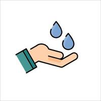 Hand with water drop icon illustration vector