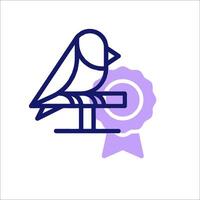 A bird sitting on a bench with a ribbon vector
