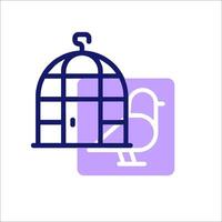 A bird in a cage with a purple background vector